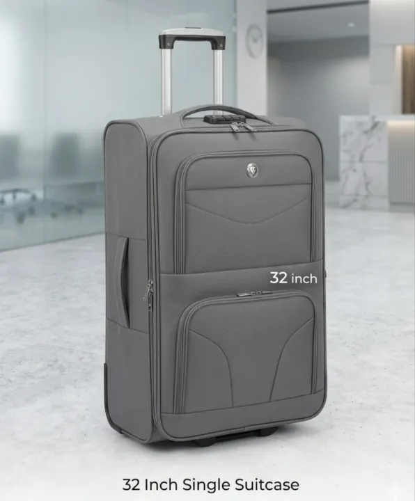 32 Inch Large Luggage Bag | Premium Soft Fabric Travel Suitcase | Extra Large Trolley Bag | Lightweight Travel Luggage | Durable Travel Suitcase | Black, Navy Blue, Brown, Grey & Deep Red