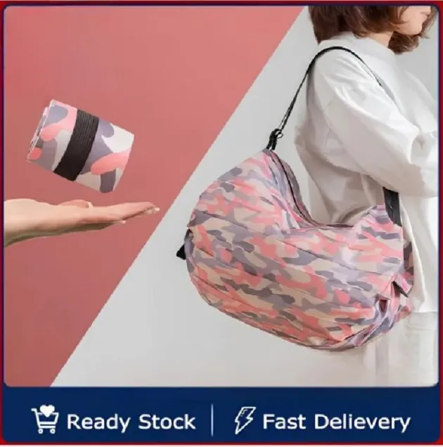 [Crownstage] Premium Foldable Shopping Bag - Reusable Grocery Bags Waterproof Washable Travel Storage Bags - Large-capacity Portable Beach Bag | Supermarket Tote Bag Eco-friendly Shopping Bag